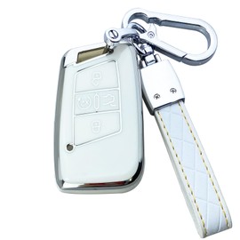 ShuDay Key Fob Cover Case Compatible with VW Atlas Arteon Golf Jetta Passat Tiguan Taos Skoda Kodiaq Superb Accessories (White)