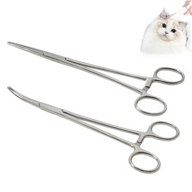 2er-Pack Arterienklemme,12,5 Cm Gerade Und Gebogen HakenlöSer,HakenlöSer Angeln,Edelstahl Piercingzange,Katzen- Und Hundepinzette,Arterienklemme,Zum Angeln Geeignet,Katzen- Und Hundehaarpinzette