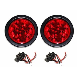 LIBRA Set of 2 Red 4" Round 10 LED Trailer Light Kits - 24003