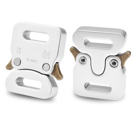 CooBigo 1/2" Paracord Bracelet Buckle, 2 PCS Metal Paracord Clasps for Bracelets Pet Collar Hardware Tactical Buckle Backpack Keychain Clip Parachute 550 Rope Accessories(Silver)