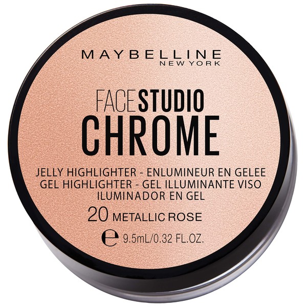 Maybelline New York Face Studio Chrome Jelly Highlighter, Rose, 38 g
