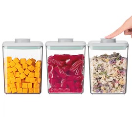 Haivebo Airtight Food Storage Containers Pop Easy Open Button Sealable Storage Jars Set of 3 1200ml Containers with Leakproof Lids Stackable Design
