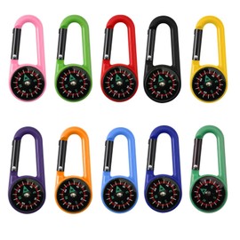 Pack of 10 Compass Children, Mini Key Chain, Small with Carabiner, Nautical Compass, Outdoor for Children, Gifts Pendant