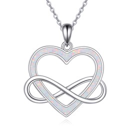 URONE Infinity Heart Necklace 925 Sterling Silver Heart Pendant Necklace Infinity Heart Jewelry Valentine's Day Gifts for Women