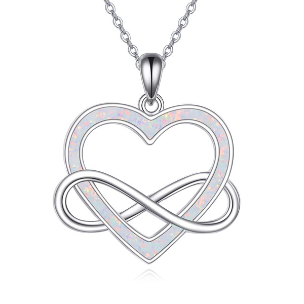 URONE Infinity Heart Necklace 925 Sterling Silver Heart Pendant Necklace