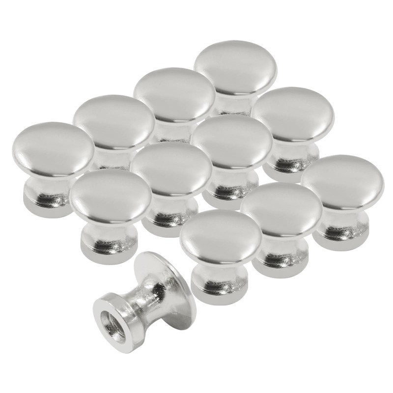 Hitefu 12PCS Chrome Mini Cabinet Drawer Knobs, 11.5mm Metal Dresser