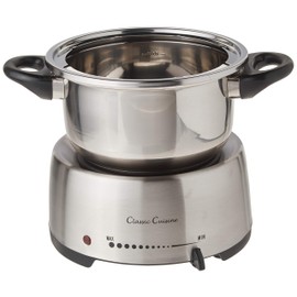 Classic Cuisine 82-KIT1031 Stainless Steel Fondue Set-Melting Pot Cooker and Warmer for Cheese, Chocolate and More-Kit Includes 8 Forks Dishwasher Safe