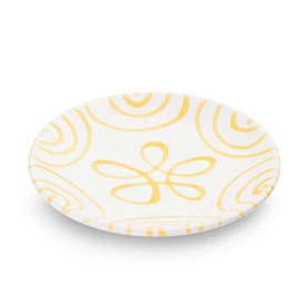 GMUNDNER KERAMIK Saucer Coffee Cup Diameter 15 cm Flamed Yellow Crockery Handmade in Austria