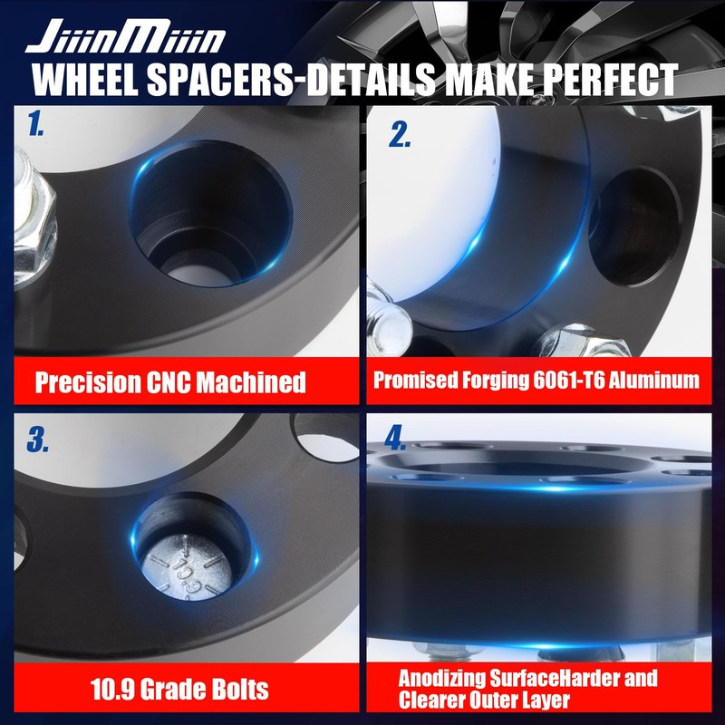 JiiinMiiin 4X4 1.5"(38mm) Golf Cart Wheel Spacers Adapters with Hub
