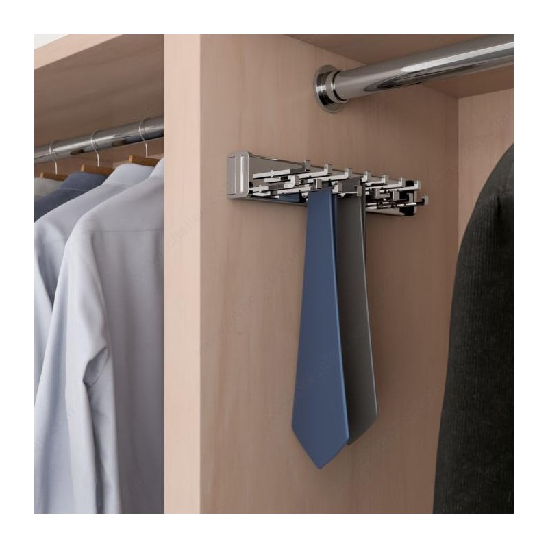Kitchen Inventions 15-Hook Designer Wardrobe Reversible Closet Tie Rack with