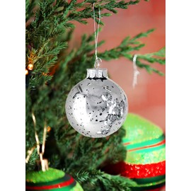Serene Spaces Living Set of 12 Silver Mercury Glass Finish Plastic Ornament Ball, Shatterproof Silver Ornament Balls for Christmas, Holiday, Wedding, Party Decorations, Measures 3" Diameter & 3" Tall