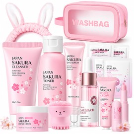 Sakura Skin Care Set for Kids Teen Girls, 14 PCS Daily Gentle Skin Care Set