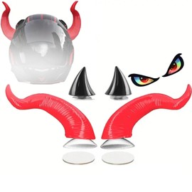 CHPINGN Motorcycle Horn Devil Horns,Motorcycle Helmet Accessories,Bike Helmet, Ski Accessories(Helmet Not Included) (Red 2)