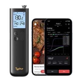 Typhur Sync Gold Wireless Meat Thermometer, Enhanced 10X Sub-1G Signal and Stability, WiFi Unlimited Range, 6 Sensors, Bluetooth Meat Thermometer for BBQ, Oven, Smoker, Grill, Air Fryer, Gen2
