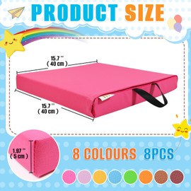 M Mute Touch 8 PCS 16 Inch Square Floor Cushions with Handle, Flexible Seatings for Classroom, Waterproof Synthetic Leather Square Cushions