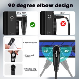 Adoreen Right-Angle XLR Male to Right-Angle XLR Female Microphone Cable 6 Ft, Adjustable 90 Degree Pro Balanced Shielded 3 Pin DMX Patch Cord for Studio Audio&DJ Stage Live Recording&Speaker System