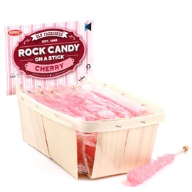 Extra Large Rock Candy Sticks (22g): 18 Cherry Lollipop - Pink Rock Candy Sticks - Individually Wrapped - Espeez Rock Candy Sticks for Candy Buffet, Birthdays, Weddings, Receptions and Baby Shower