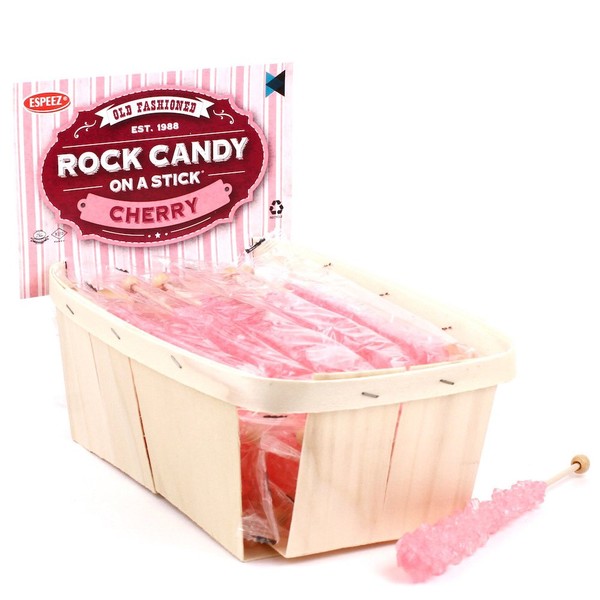 Extra Large Rock Candy Sticks (22g): 18 Cherry Lollipop - Pink Rock Candy Sticks - Individually Wrapped - Espeez Rock Candy Sticks for Candy Buffet, Birthdays, Weddings, Receptions and Baby Shower
