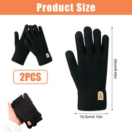 wilcractk Winter Gloves with Touchscreen Function Black - Thermal Glove for Men with Non-Slip Design for Driving, Cycling, Everyday & Outdoor in the Cold