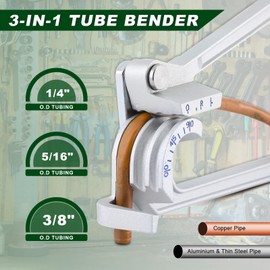 Rogvoc Tube Bender, 1/4" 5/16" 3/8" O.D, 3 in 1 Pipe Tubing Bender 90 Degree HVAC Copper Aluminum Tubes Bending Tool, Sliver