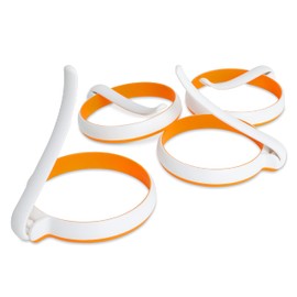 GOYLSER Silicone Egg Molds for Kids, 4pcs Round Egg Rings, Nonstick, Heat Resistant Up to 400F, Easy Clean, White