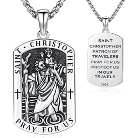 Aniu Saint Christopher Necklace Sterling Silver Get Back Necklaces St. Christopher Surf Necklace for Men Dad Son Birthday Anniversary Fathers Day Gift Jewelry