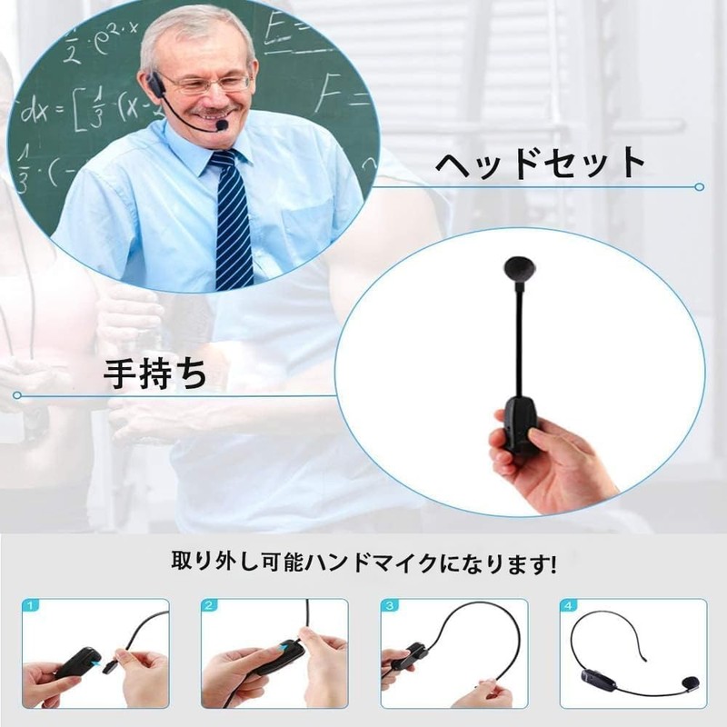 Oulou Wireless Microphone, Headset Microphone, UHF, 50 Meter Transmission Range,