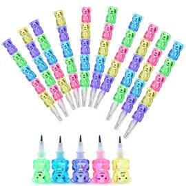 Stackable Pencils for Kids,15 Pcs Stackable Pencils Cute Bear Pencils Stackable Colouring Pencils 5 in 1 Stacking Colored Pencils Party Favors for Birthday Party Supplies School Kids Gift