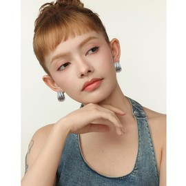 Pivza Chunky Silver Statement Earrings for Women - Bold Heaven Mayhem Earrings Fashion Jewelry, Ideal for Special Occasions and Trendsetters, Standard, Copper, No Gemstone