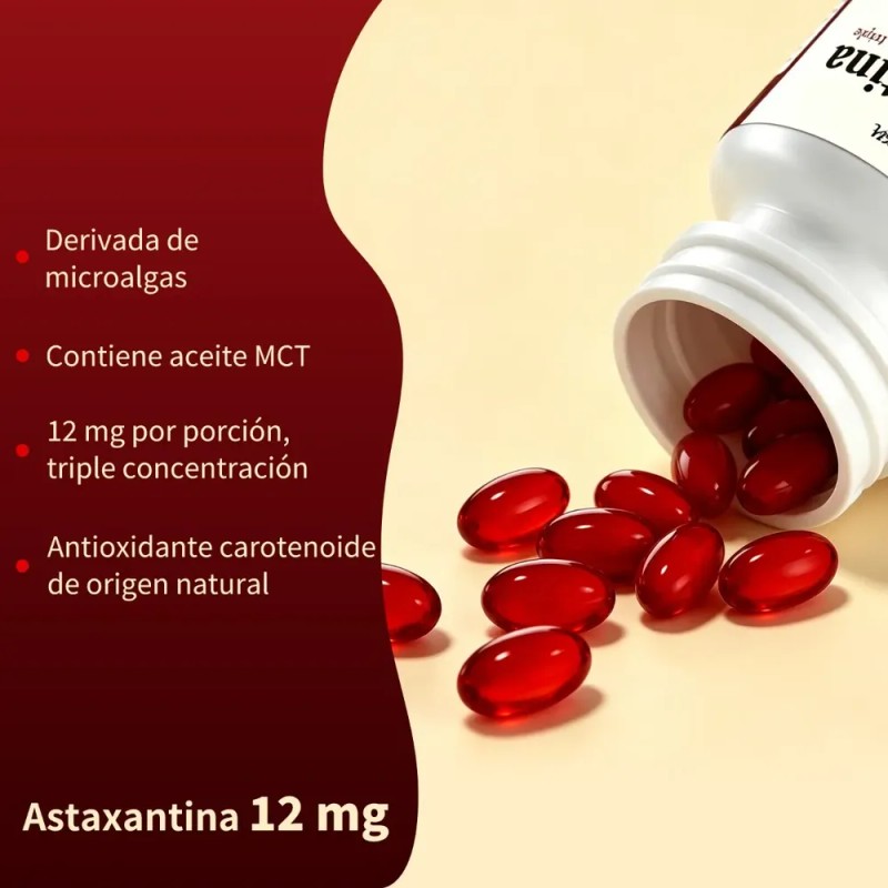 3 Astaxantina 12mg 60 Cápsulas Blandas Antioxidante