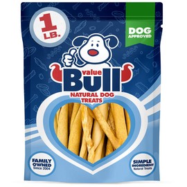 ValueBull USA Rawhide Twists for Small Dogs, 5 inch, Varied Shapes & Thickness, 1 Pound - Natural & Safe, USA Beef Hide, Long Lasting, Chemical Free, No Artificial Flavors