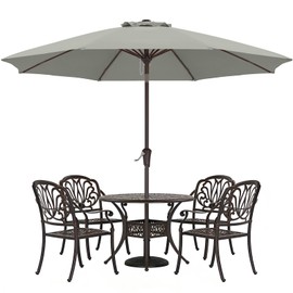 ABCCANOPY 9FT Outdoor Patio Umbrella, 8 Ribs Table Umbrella w/Crank for Easy Set Up, Suitable for Garden, Lawn, Deck & Backyard (Gray)