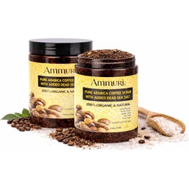Pure Coffee Arabica Exfoliante anticelulítico de sal del Mar Muerto para cara, cuerpo, piernas y pies, el mejor tratamiento hidratante para estrías, arrugas, venas varicosas, para hombres y mujeres