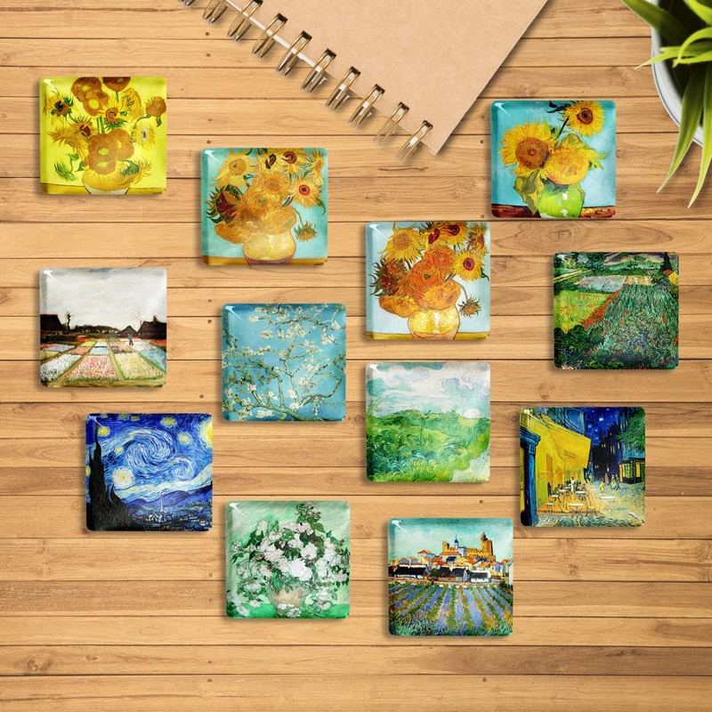 Berkin Arts 12Pcs Cute Square Crystal Glass Strong Magnetic Refrigerator