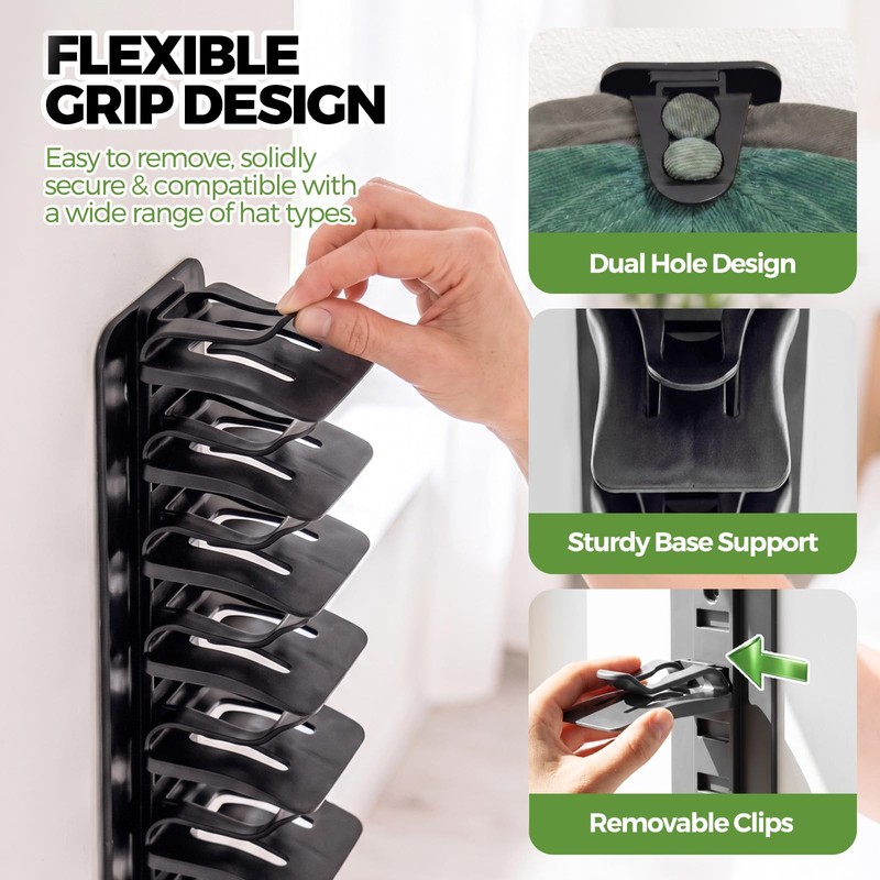 HYASTO Hat Organizer 36 Baseball Caps Rack Holder 2 Pack