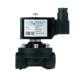 FSA Solenoid Valve Plastic PA6 1/2 Inch 230 V AC 0-6 Bar NBR Closed without Power