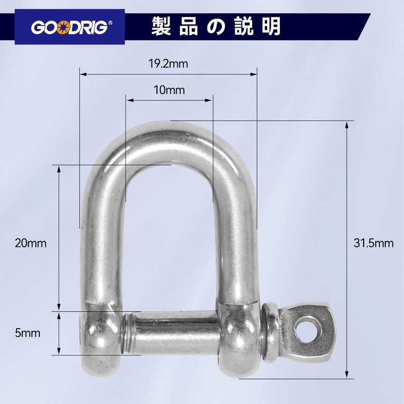 GOODRIG Stainless Steel D-shaped Shackles, Set of 10 (5MM)