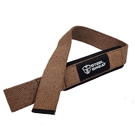 Steel Sweat - Lifting Wrist Straps for Weightlifting, Bodybuilding, Powerlifting, Strength Training, & Deadlifts - Padded Neoprene with 18 inch Cotton (Brown, X-Large)