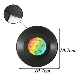 Zasiene Vinyl Record Coasters 12 Pieces Retro CD Record Coasters Retro CD Record Coffee Cup Mat Retro Vinyl Record Coasters Non-Slip Vinyl Coasters
