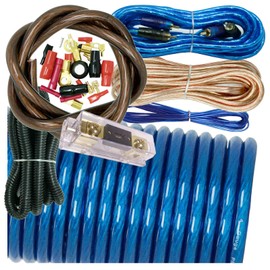 Audiotek AT-BCC4AB-BLUE Installer 4 Gauge Amp Kit Amplifier Install Wiring Complete 4 Ga Wire Blue Perfect for Any Installer Shop, Great for Car/Truck/Motorcycle/RV/ATV