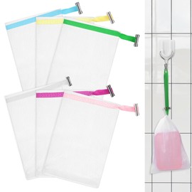 6 PCS Soap Bags Exfoliating Soap Mesh Saver Pouch Bag Soap Pouch Saver with Drawstring Face Cleansing Foaming Nets for Foaming and Drying Hangable, Easy to Bubble and Store Small Soap (6 Colors)