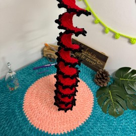 Crochet Wind Spinner - Handmade Twirl Decor, Colorful Knit Design, Soft and Unique Handmade Crafts - Colour: Red & Black