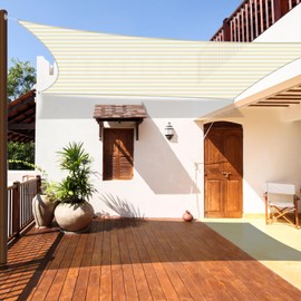 Coarbor 15'x19' Sun Shade Sail Outdoor Canopy Cover Rectangle Heavy Duty Shade Cloth for Backyard Yard Deck Patio Garden Outdoor, Beige/White Wide Stripes