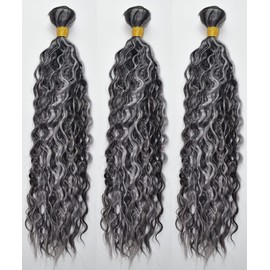 Luxvogue 16 18 20 inch Human Hair Bundles P1B/GREY Jerry Curly Wave Human Hair Bundles Highlight 12A Unprocessed Quick Weave Bundles for Black Women Soft Sewn In Bundles with Double Weft
