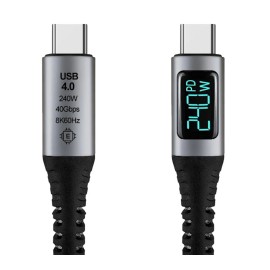 My Cable Mart 2ft USB4 Type-C Thunderbolt 4 (40Gbps  240W  PD  8K) w/LED Cable