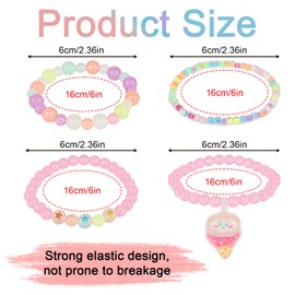 Mikovivi 4pcs Cute Bracelets for Kids Girls, 4 Styles Little Girls Beaded Bracelets Kids Beaded Jewelry Children Jewellery Gifts for Birthday Party Favors Christmas Toddler Costume Jewelry