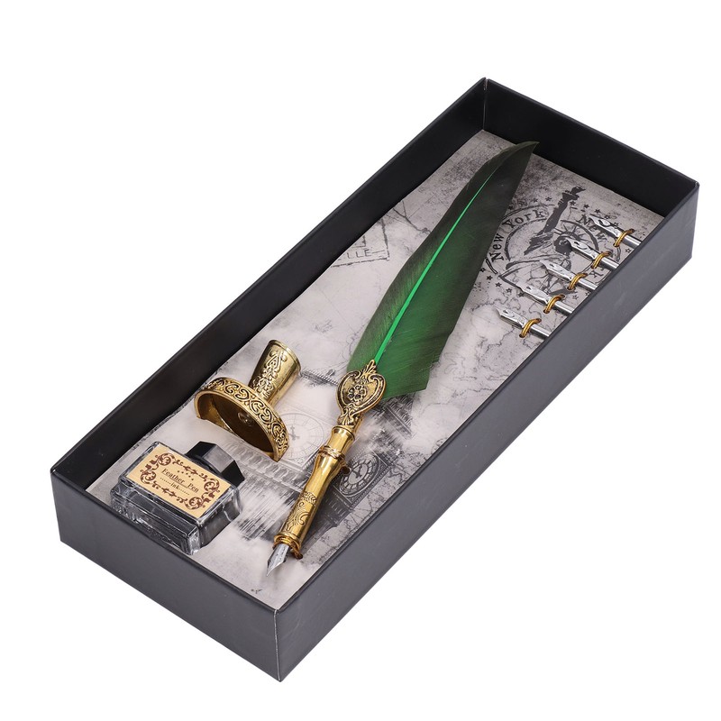 Feather Pen Exquisite Vintage Elegant Stainless Steel Smoothly Writing Wear