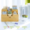 Charmlife Bamboo Desk Organizer - Makeup & Pen Storage with
