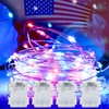 Yayfazy 4th of July Decorations Outdoor/Indoor Timer Fairy String Lights,4PACK