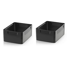 Set of 2 Insert Boxes 10 cm Height for Auer Euro Containers 40 x 30 cm Black